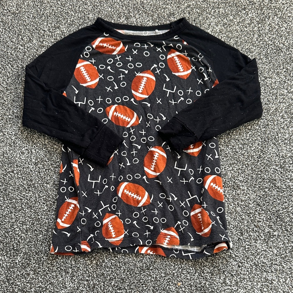 Kids Football Print Black and Orange Long Sleeve Shirt